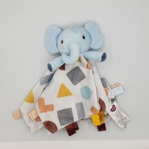 Parent's Choice Blue Elephant Lovey Security Blanket Shapes Ribbon Tags White